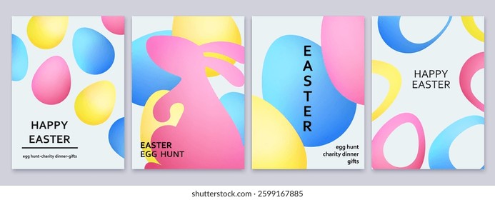 Easter card design. Bright colorful eggs. Vector  holiday cards, banners, covers.