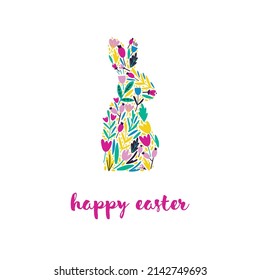easter card design with bunny silhouette made from flowers. vector illustration