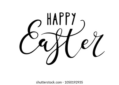 Easter card design with modern calligraphy, hand drawn lettering - white background