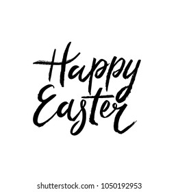 Easter card design with modern calligraphy, hand drawn lettering - white background