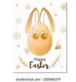 Easter card design. Realistic eggs with painted elements. Happy easter. Vector illustration