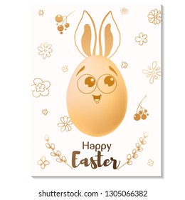 Easter card design. Realistic eggs with painted elements. Happy easter. Vector illustration