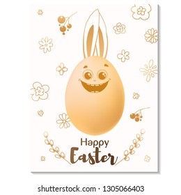 Easter card design. Realistic eggs with painted elements. Happy easter. Vector illustration