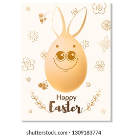 Easter card design. Realistic eggs with painted elements. Happy easter. Vector illustration