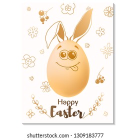 Easter card design. Realistic eggs with painted elements. Happy easter. Vector illustration
