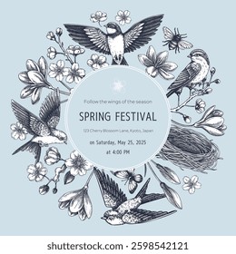 Easter card design. Spring sketches. Hand-drawn vector illustration. NOT AI generated