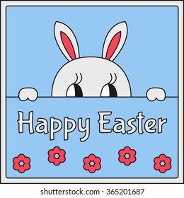 Easter card design template elements. Easter greeting card. Rabbit on background. Vector illustration. 