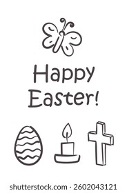 Easter card with drawn festive elements. Hand drawn sketch. Vector illustration.