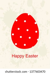 Easter card with egg decorated with Polka dot and Happy Easter wishes 
