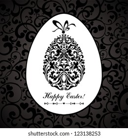 Easter card. Easter egg with floral elements. Vector Illustration