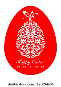 Easter card. Easter egg with floral elements. Vector Illustration