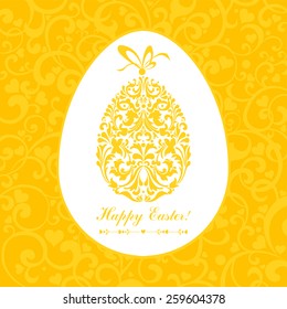 Easter card. Easter egg with floral elements. Vector Illustration