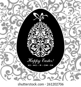 Easter card. Easter egg with floral elements. Vector Illustration