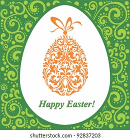 Easter card. Easter egg with floral elements. Vector Illustration