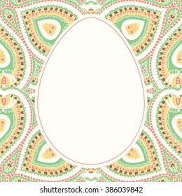 Easter card. Easter egg with floral pattern. Vector Illustration.