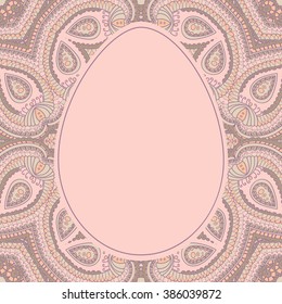 Easter card. Easter egg with floral pattern. Vector Illustration.
