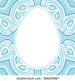 Easter card. Easter egg with floral pattern. Vector Illustration.