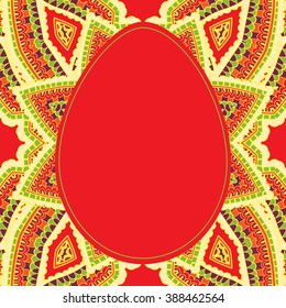 Easter card. Easter egg with floral pattern. Vector Illustration.