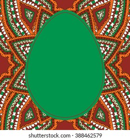 Easter card. Easter egg with floral pattern. Vector Illustration.