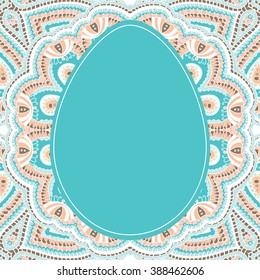 Easter card. Easter egg with floral pattern. Vector Illustration.