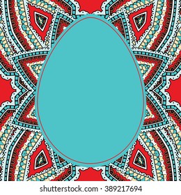Easter card. Easter egg with floral pattern. Vector Illustration.