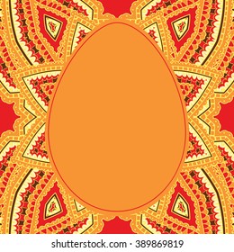 Easter card. Easter egg with floral pattern. Vector Illustration.