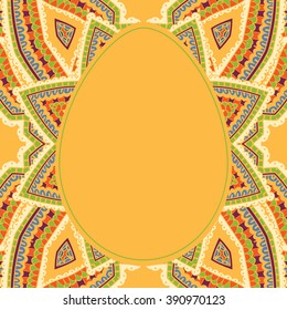 Easter card. Easter egg with floral pattern. Vector Illustration.