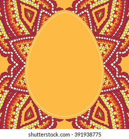 Easter card. Easter egg with floral pattern. Vector Illustration.