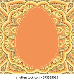 Easter card. Easter egg with floral pattern. Vector Illustration.