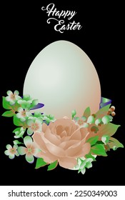 easter card with egg and flowers