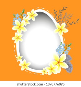 Tarjeta de Pascua. Huevo y flores. Ilustración del vector