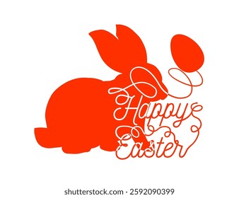 Easter card with egg hand drawn. Not AI, Vector illustration.