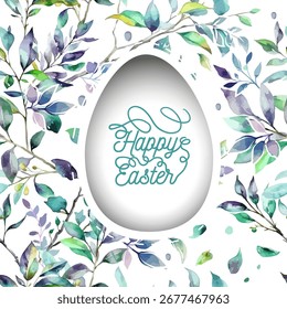 Easter card with egg. hand drawn. Not AI, Vector illustration.