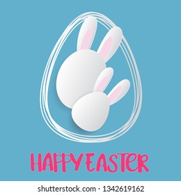 easter card with  easter egg and handwritten wishes of a Happy Easter. Vector illustration.