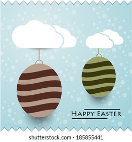 Easter card, Easter egg hanging on cloud