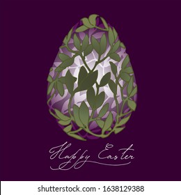 Easter card with egg from leaves.