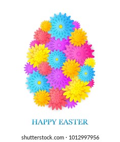Easter card with egg made from flowers.Vector illustration.