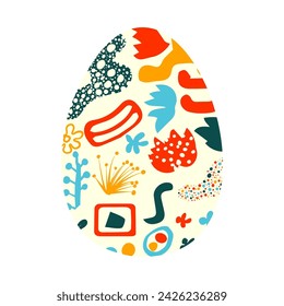 Easter card with egg. Postcard Happy Easter . hand drawing. Not AI. Vector illustration