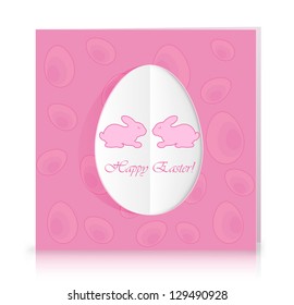 Easter card with egg and rabbits, illustration.