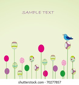 Easter card with eggs and bird