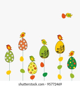 Easter card with eggs with birds