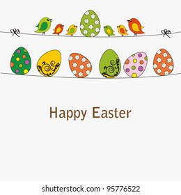 Easter card with eggs with birds