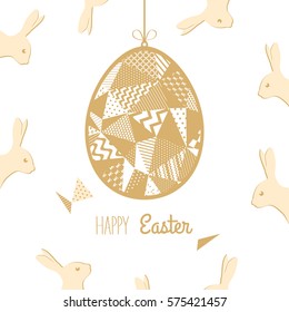 Easter card with easter eggs and easter bunny. Vector illustration.