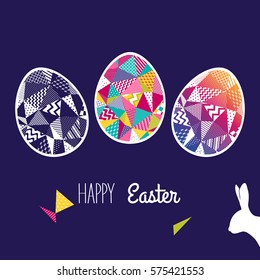 Easter card with easter eggs and easter bunny. Vector illustration.