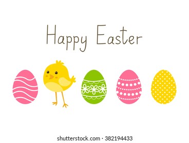 Easter card with eggs and chicken