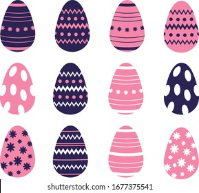 Easter card with eggs. Cute illustration on white background.