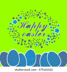 Easter card. Eggs and flowers