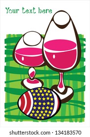 easter card with eggs and glasses
