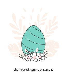 Easter card with eggs. Happy easter greeting card and template vector illustration. Cute Design layout for invitation, card, menu, flyer, banner, poster, voucher. Eggs and bunny ears