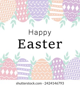 Easter card with Easter eggs and leaves